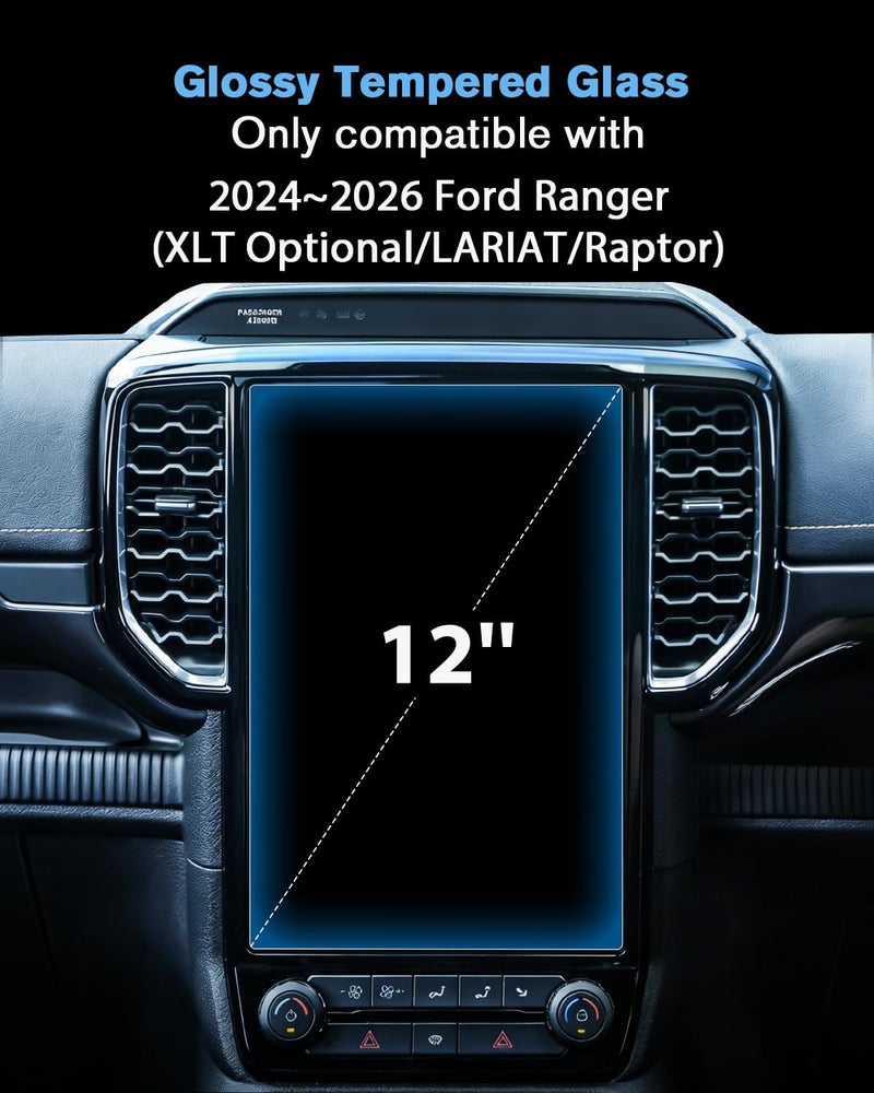 WEIPIN For Glossy Tempered Glass 2024 2025 2026 Ford Ranger 12 Inch Touchscreen Screen Protector - Ranger (XLT Optional/LARIAT/Raptor) Accessories - Image 2